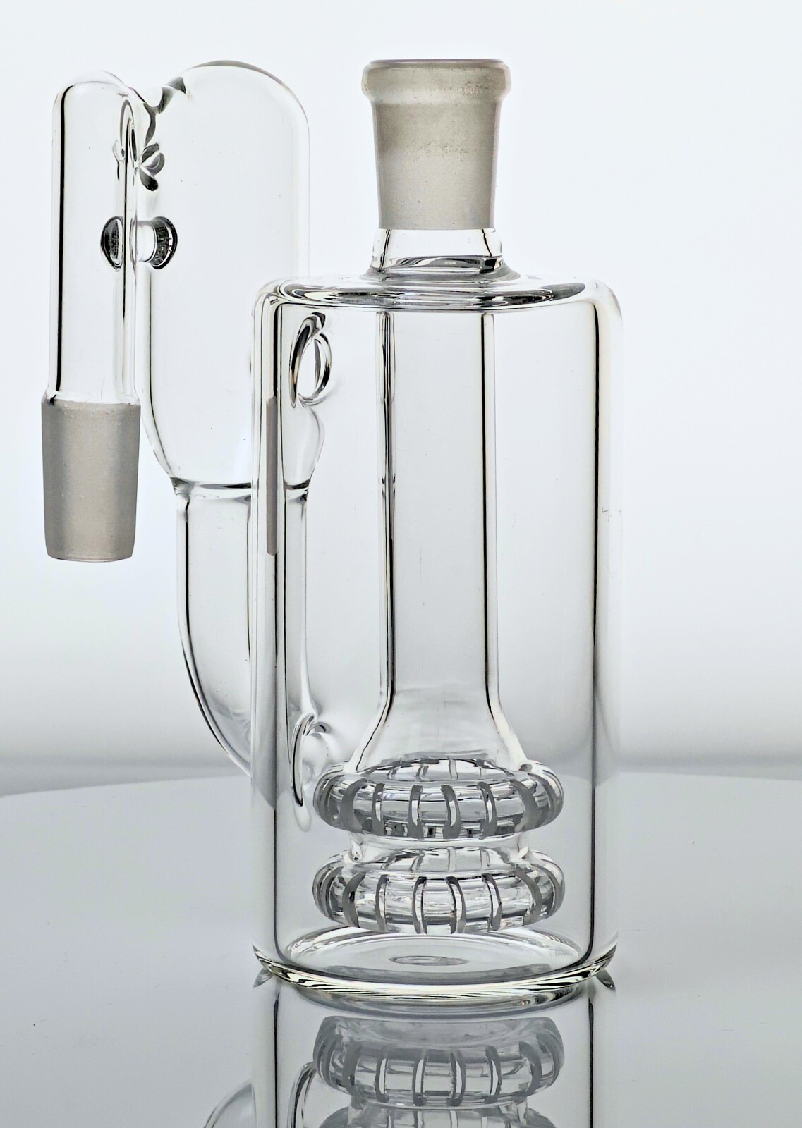 Wet Ash Catcher for Bongs – 5&Prime; Tall, For 14mm Bowls – 90°, Dual-Circular Perc