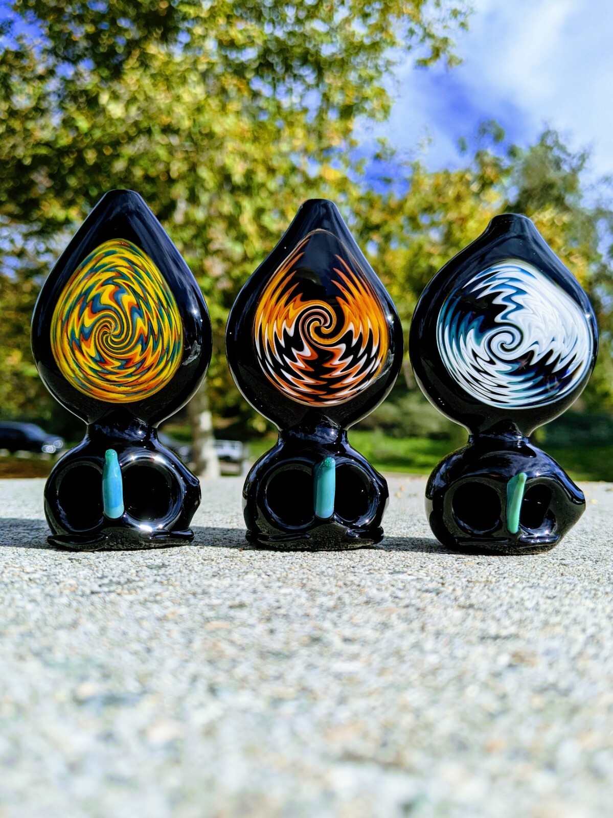 4&Prime; Dual Bowl Neon Owl Wig Wag Premium Quality Glass Tobacco Smoking Hand Pipe