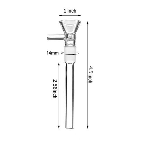 10PCS-4.7inch 14mm Male Pipes Glass Downstem with Bowl Adapter Water Filter Part