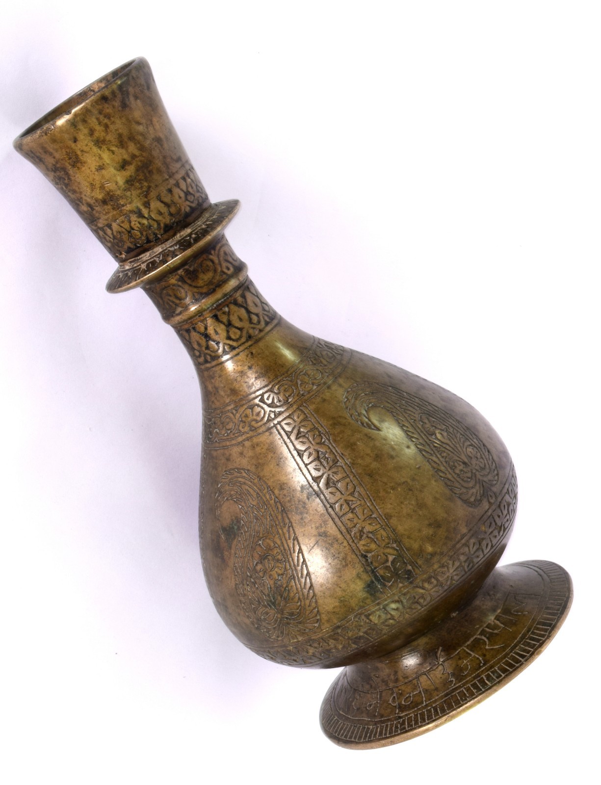 Antique Indo Persian Hukka Pot Base Floral Motif Carving Decorative. G9-89