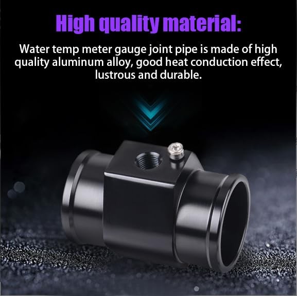 ZHSYMX 32mm Black Aluminum Water Temp Joint Pipe Sensor Adapter