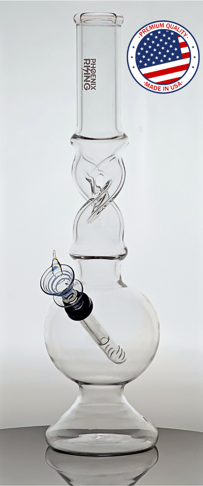 PHOENIX RISING 12&Prime; Bong, Helical Diffuser Neck, Dome Base – Proudly Made in USA