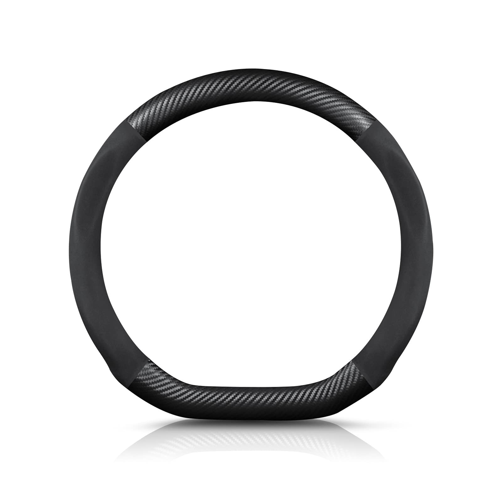 Ergocar D-Shaped Carbon Fiber & Microfiber PU Leather Steering Wheel Cover An…