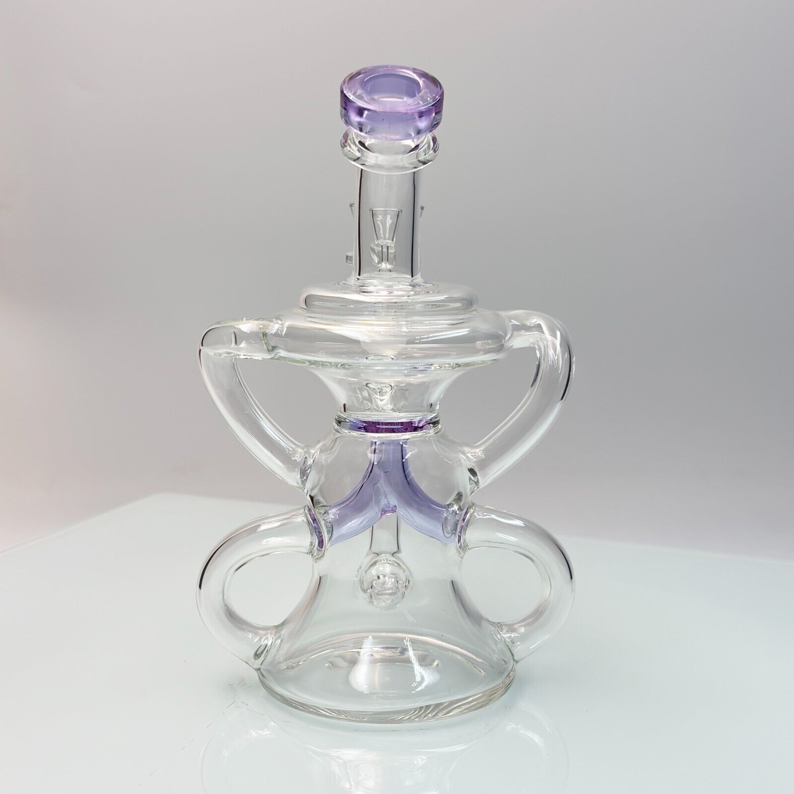 7 » Recycler Double Glass Waterpipe Smoking Bong with Bowl Uptake Purple slime