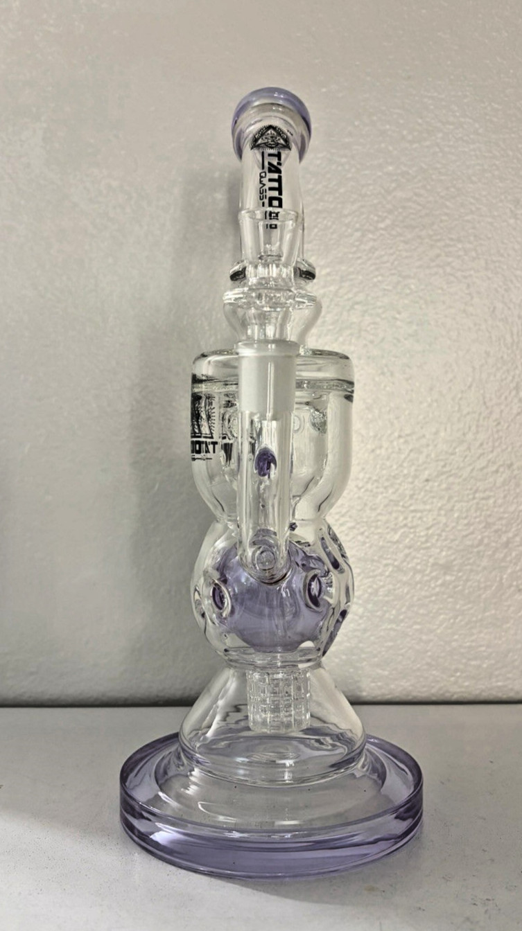 Tattoo Glass Recycler 5mm Purple – Blazing Blue Honeycomb Funnel Bowl