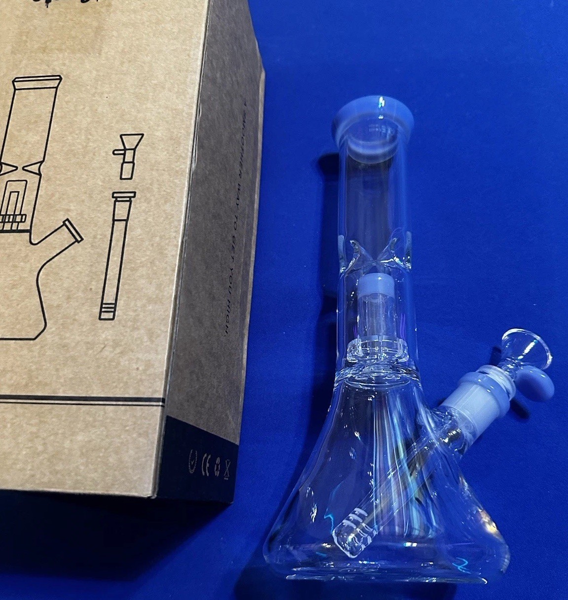 11&Prime; Premium Glass Water Pipe Bong Bubbler W/ Matrix Hookah Sky Blue Tip Accent