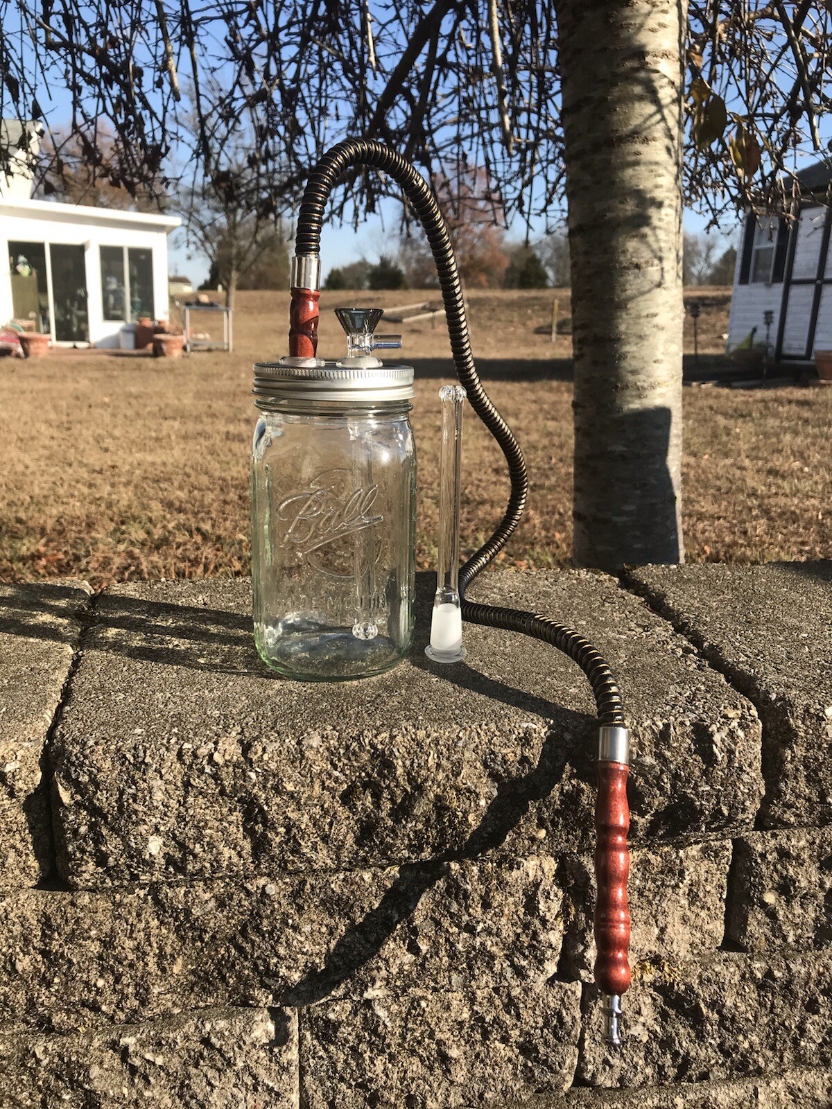 Showerhead Downstem Mason Jar Hookah 32oz 19/14mm Thick Bowl Bong Water Pipe