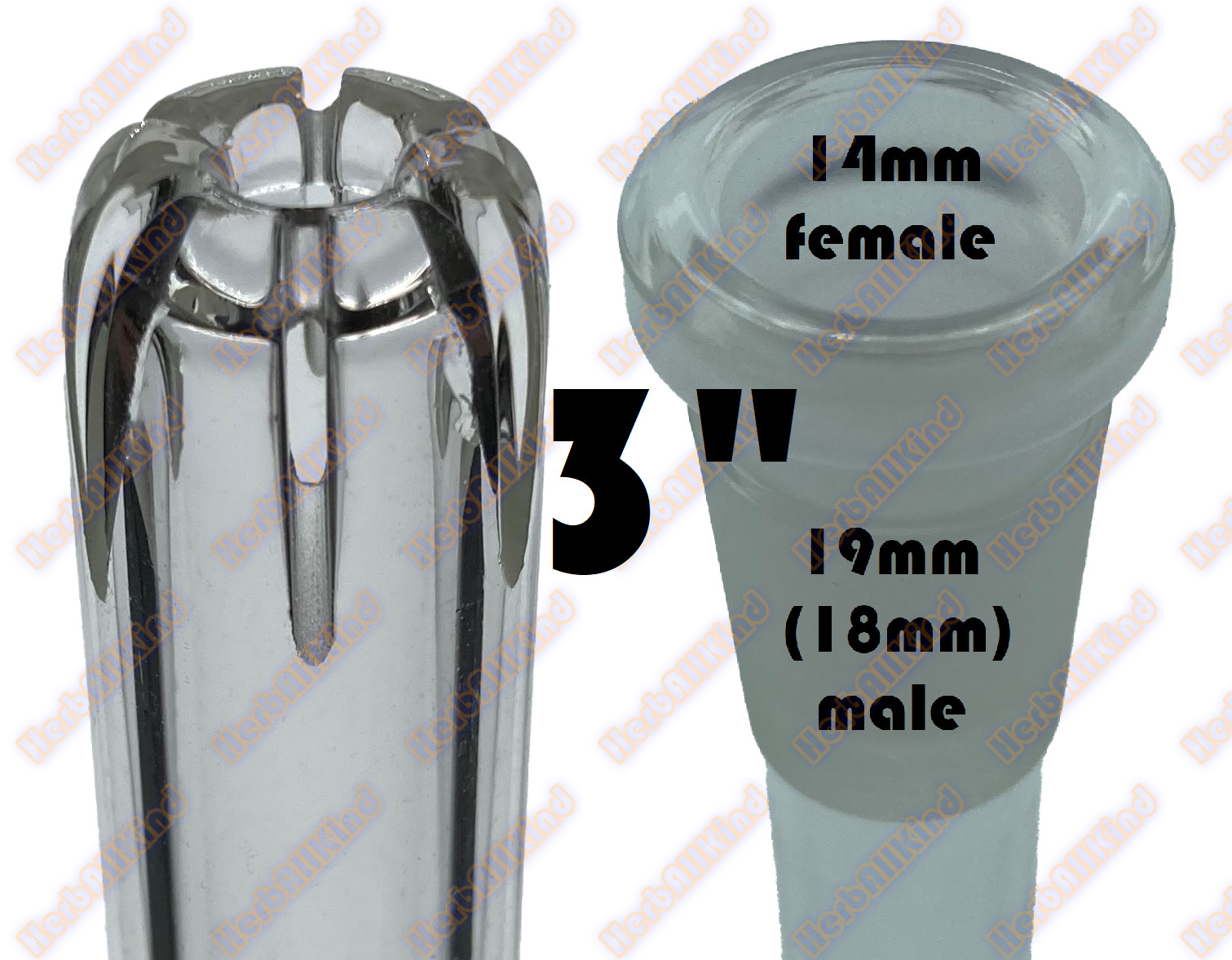 3&Prime; 19mm ( 18mm ) to 14mm Vertical Cut Perc Glass Downstem Low Profile