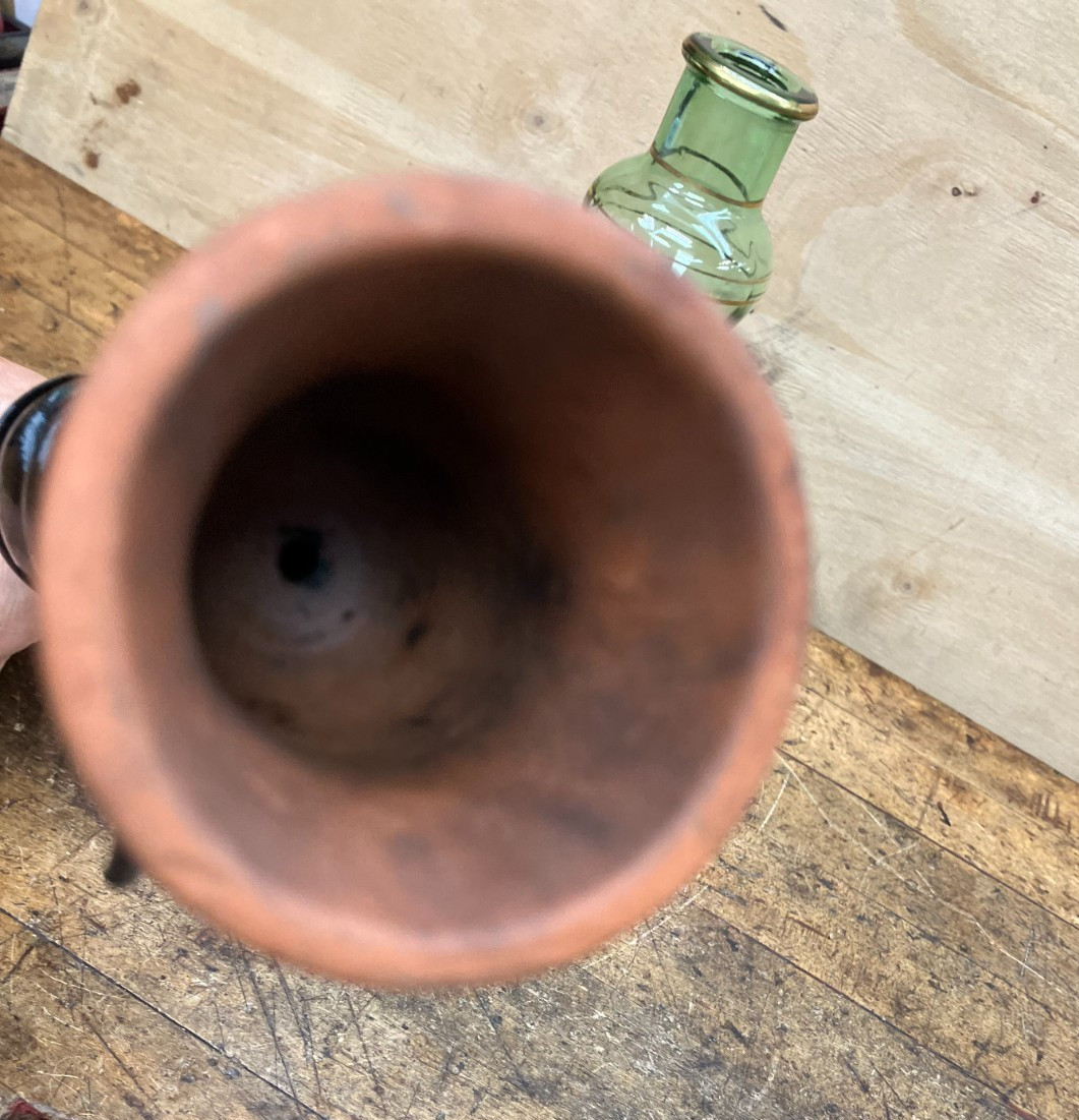 1970&rsquo;s Brebbia Italy Green Glass Hookah -Clay Bowl