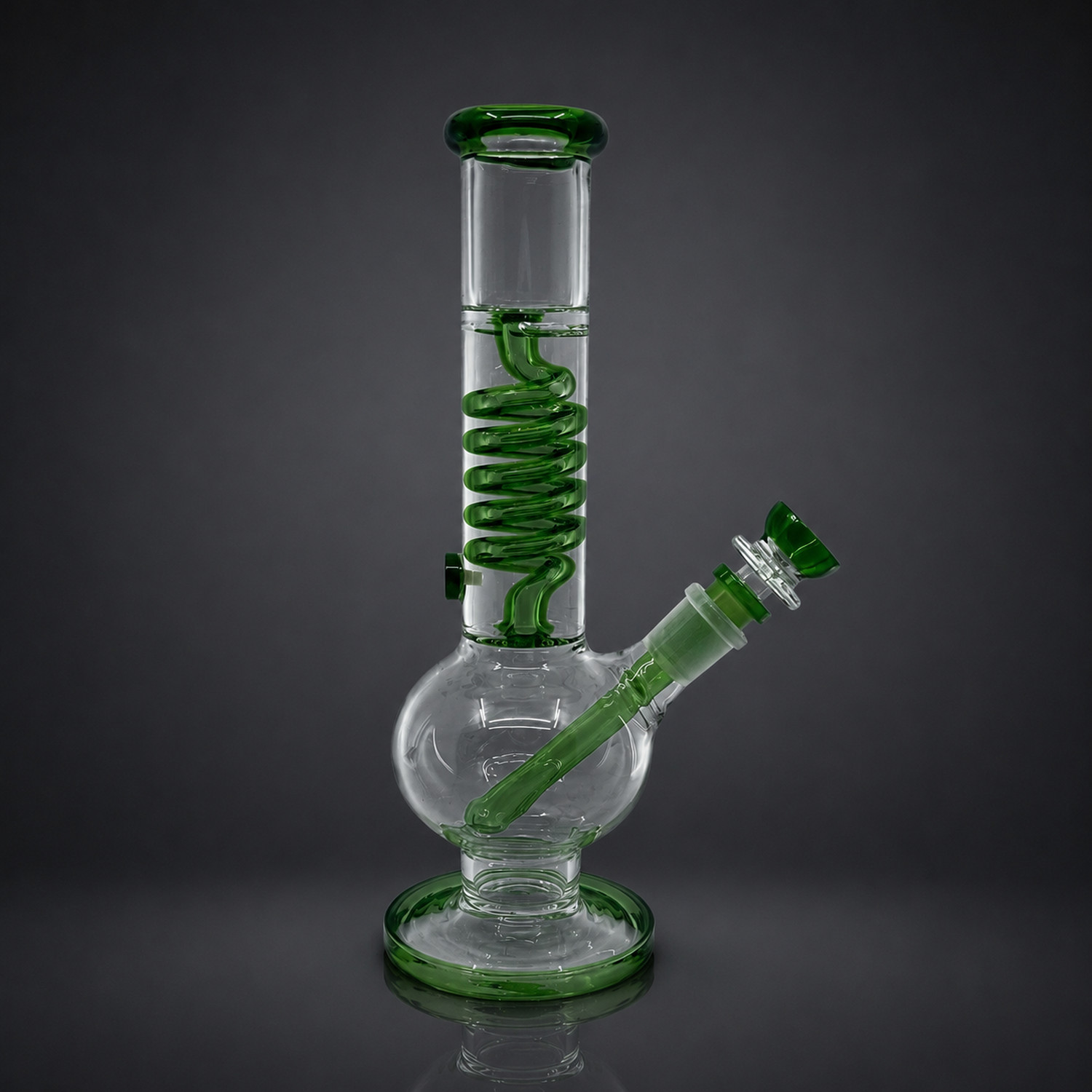10&Prime; Green Freezable Glycerin Coil Glass Bong Hookah Smoking Water Pipe 14mm Bowl