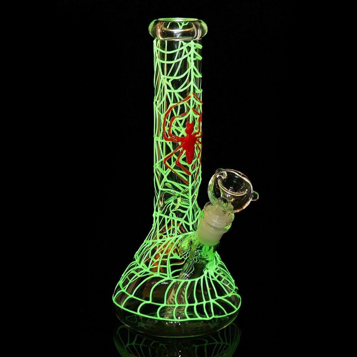 11&Prime; Glow In the Dark Spider Web 🕷 Glass Hookah Tobacco Bowl Water Pipes Bongs