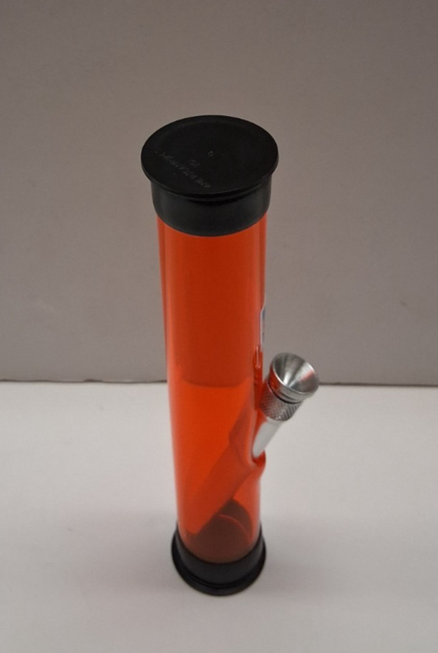 6&Prime; TRAVEL ACRYLIC STRAIGHT THUMB CARB HOOKAH WATER PIPE BONG ORANGE Plastic