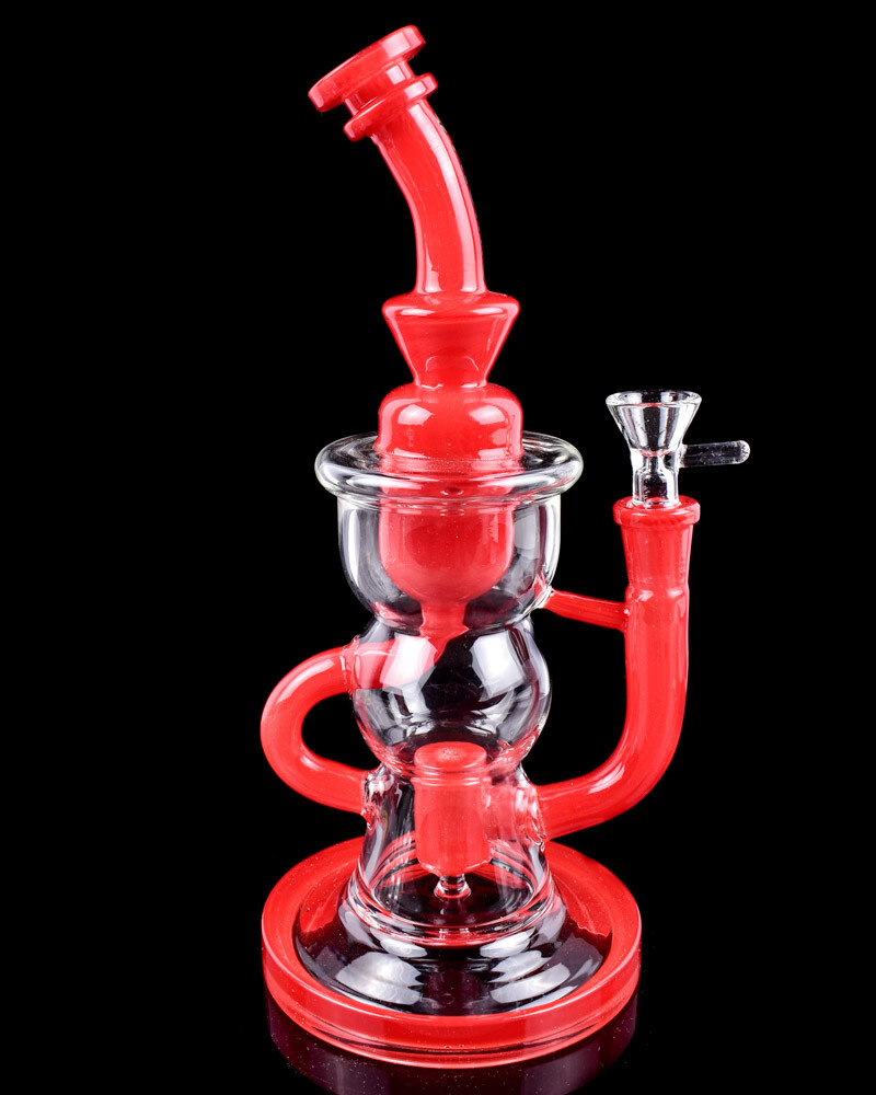 THICK Bong 10 Inch Fab Egg RECYCLER BONG Glass Water Pipe Hookah RED *USA*