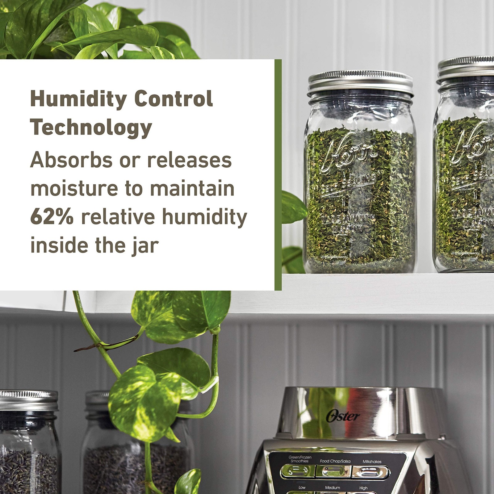 Kerr Humidity Control Jar | 32oz Wide Mouth Mason Jar |6 pack Integra Boost H…