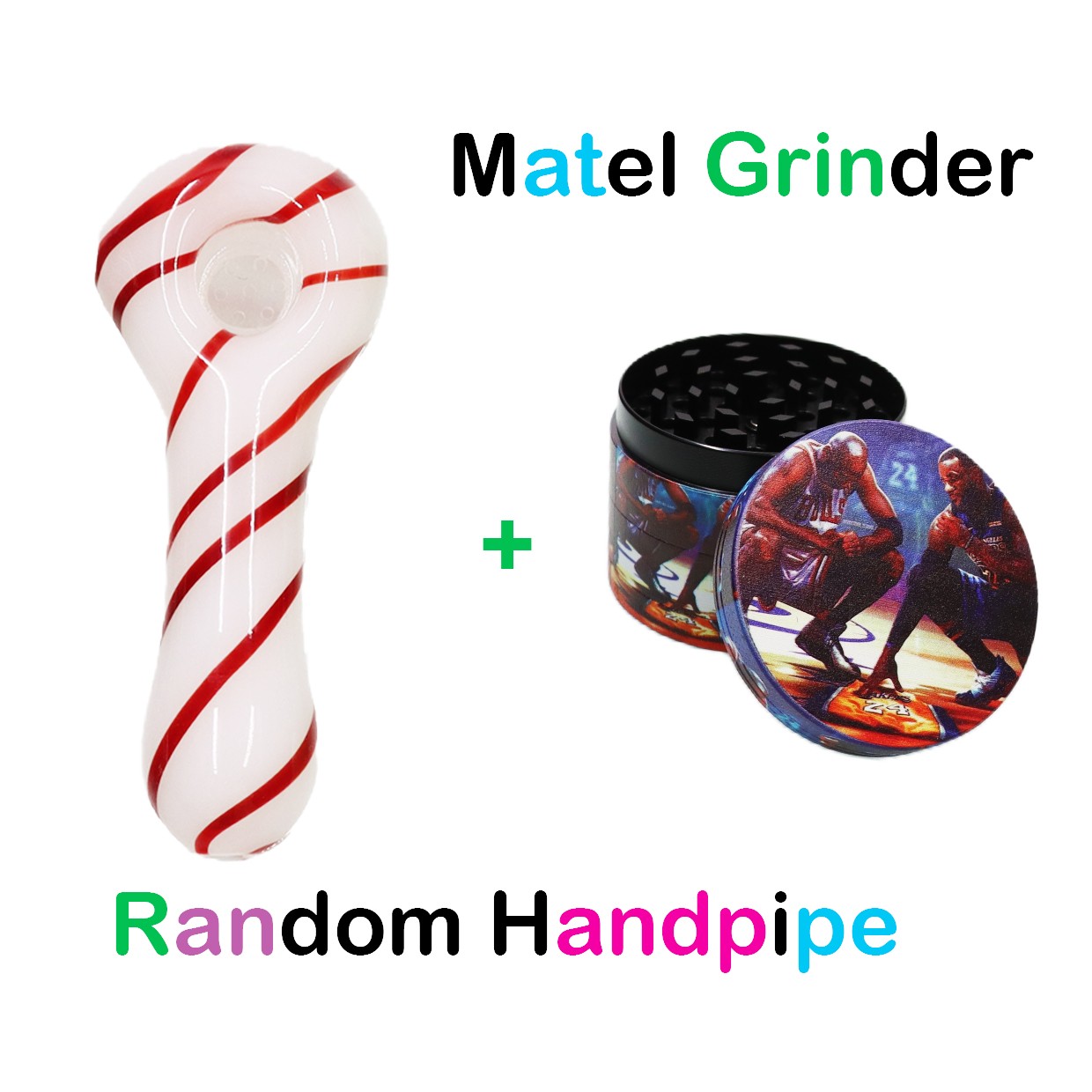 4PCS Herb Tobacco Grinder Spice Herbal Smoke Crusher and 1PC Random Handpipe