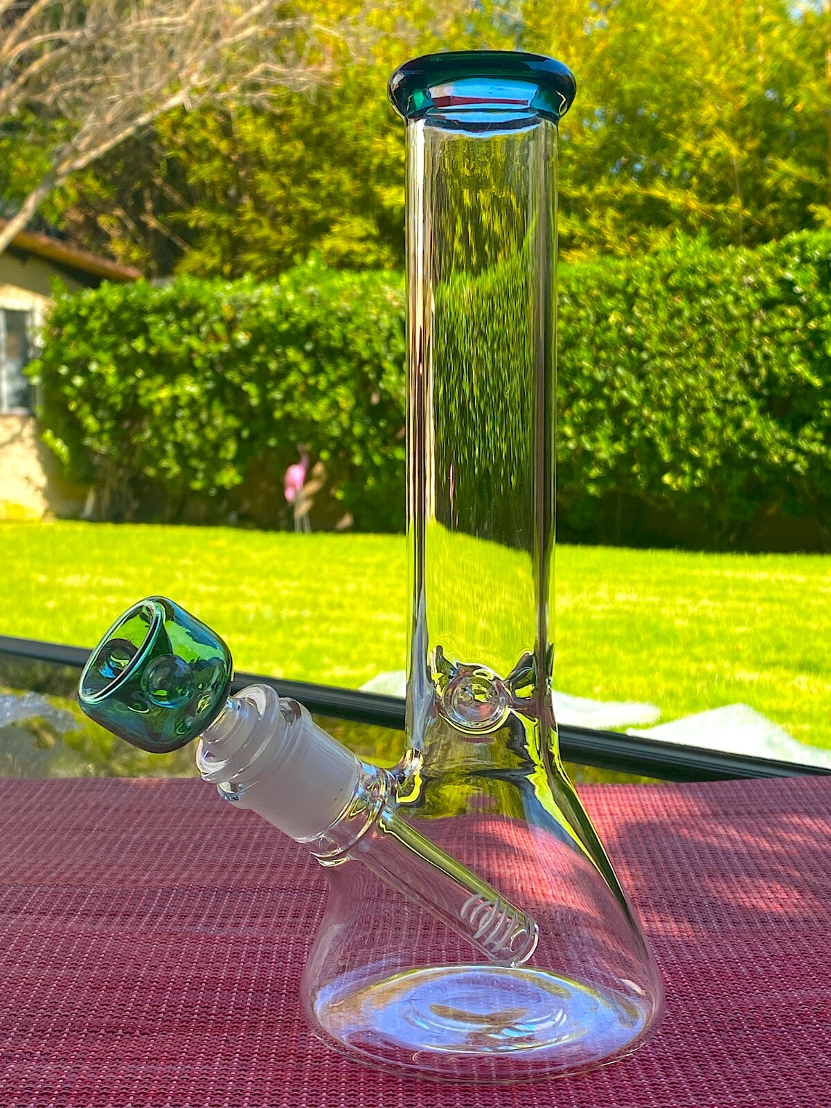 10&Prime; Glass Water Pipe Bong Bubbler Heavy Classic Beaker Hookah W Glass Bowl