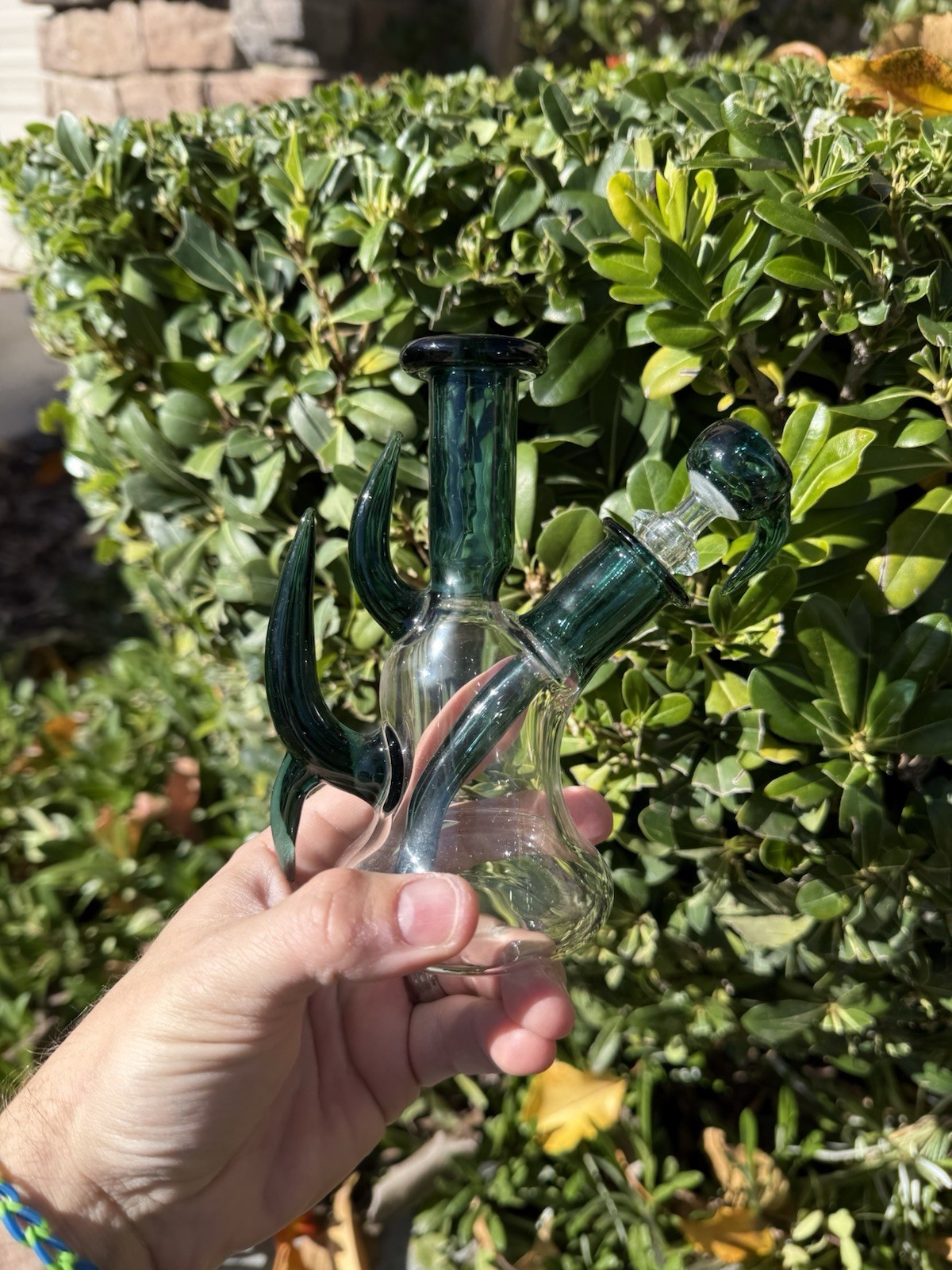 2K Glassworks Heady USA Made Water Pipe 7 Inch Hand Blown Set Emerald Green