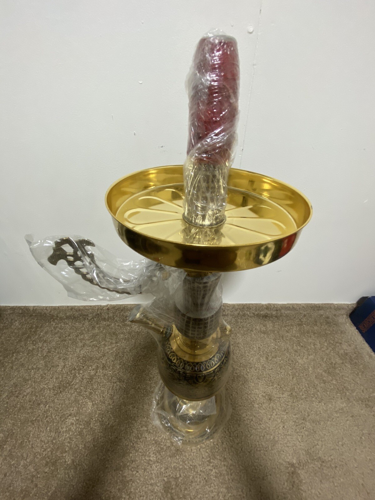 Gold hookah shisha set copper sealed with candle inside For Better Taste.
