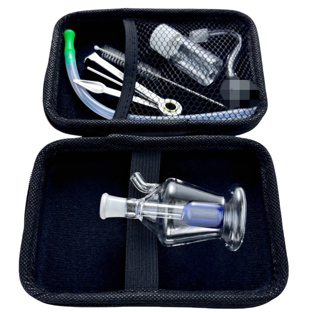MINI 3&Prime; Glass Bong Filter Smoking Hookah Water Pipe Portable Bubbler W/TOOL BOX