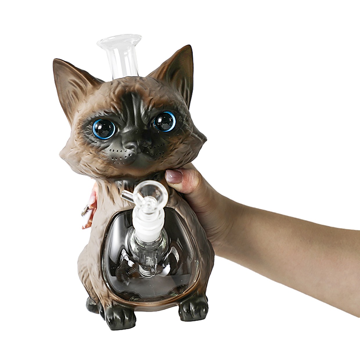 Siamese cat 9in Hookah Glass Bongs Waterpipes Smoking Tobacco Bubbler bongs 14mm
