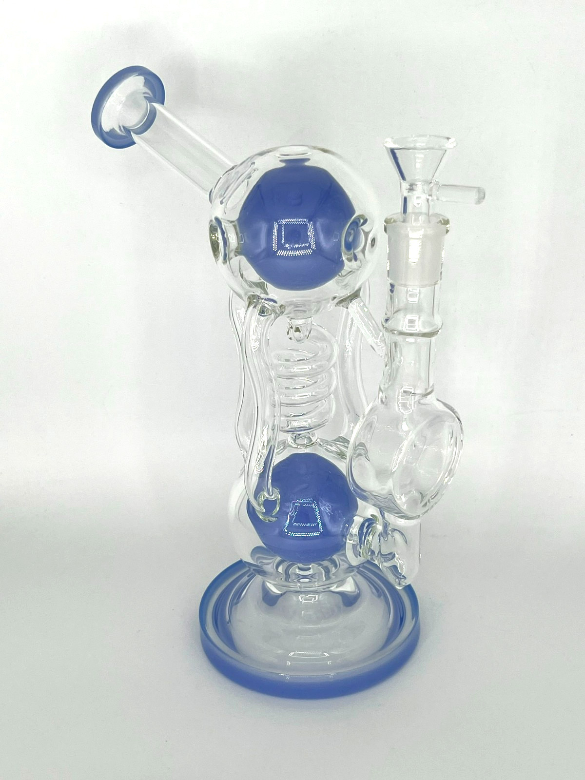 10&Prime; DOUBLE BUBBLE BIG RECYCLER PERC BONG RIG-BENT NECK-14MM BOWL-2 FREE GIFTS💎