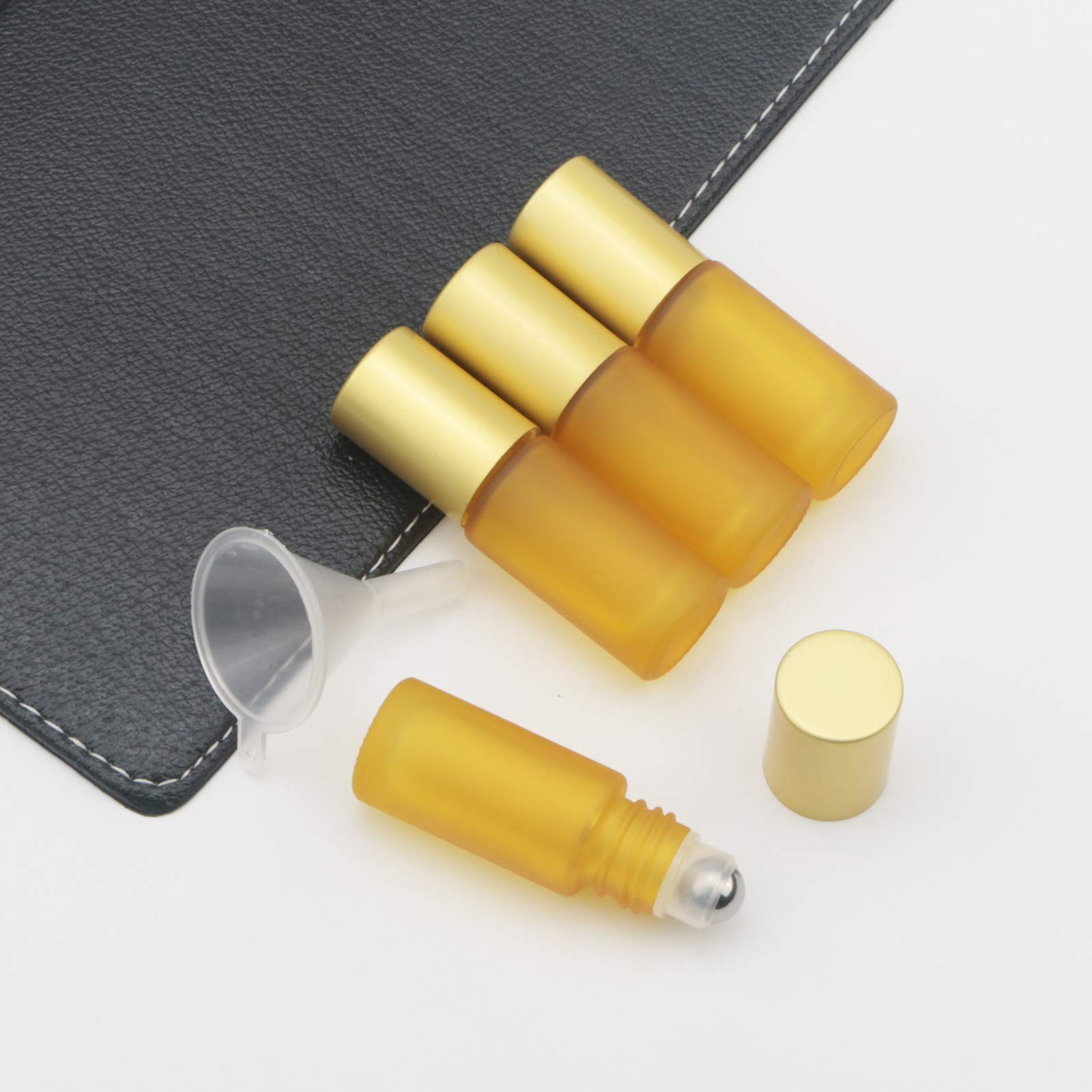 Ellbest 17pcs 5ml Rolling Glass Bottle for Essential Oil Colorful Roller Bott…