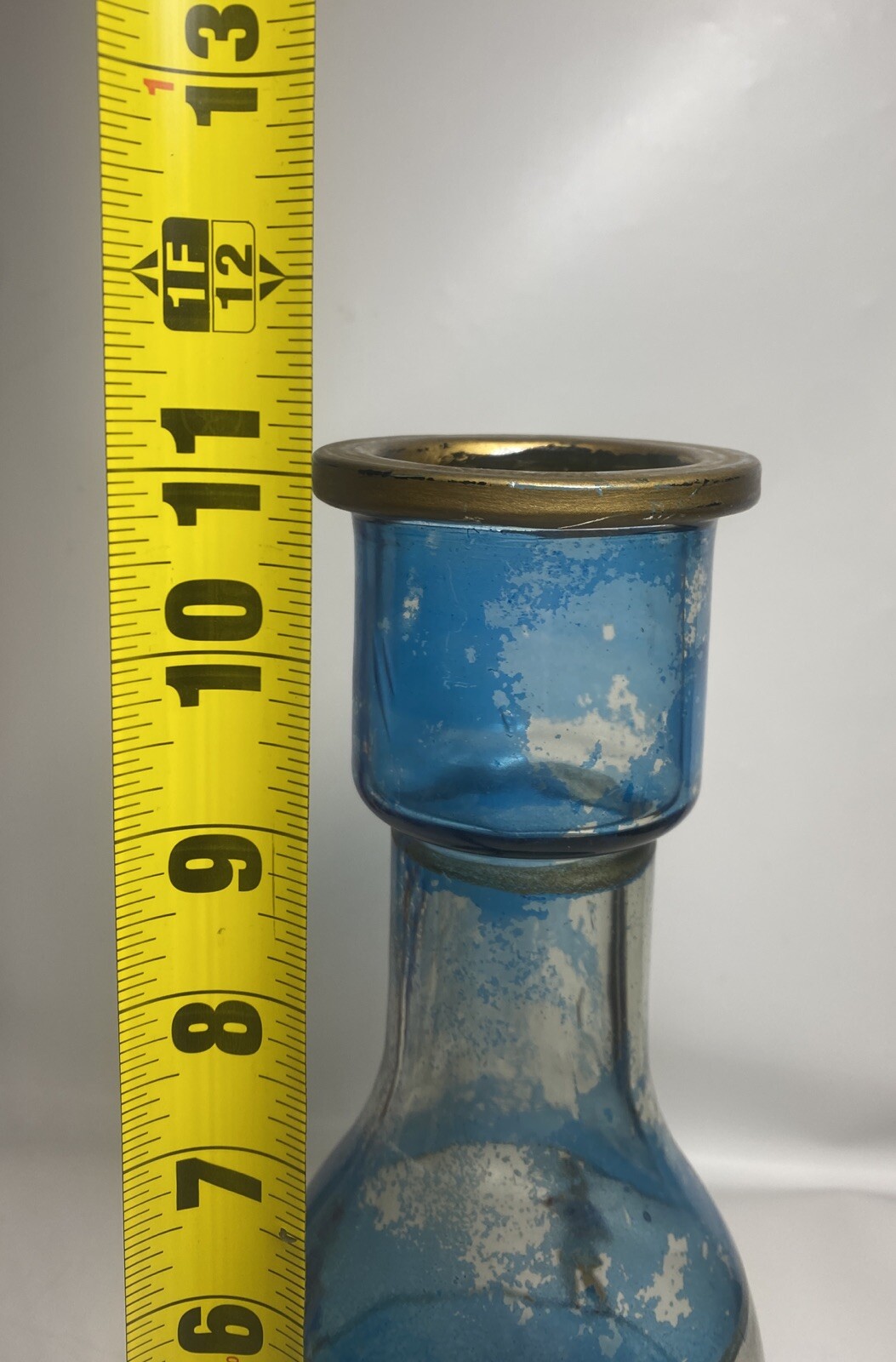 Vintage Middle Eastern Bohemian Clear Painted Glass Hookah Bell Base 11&Prime; Tall