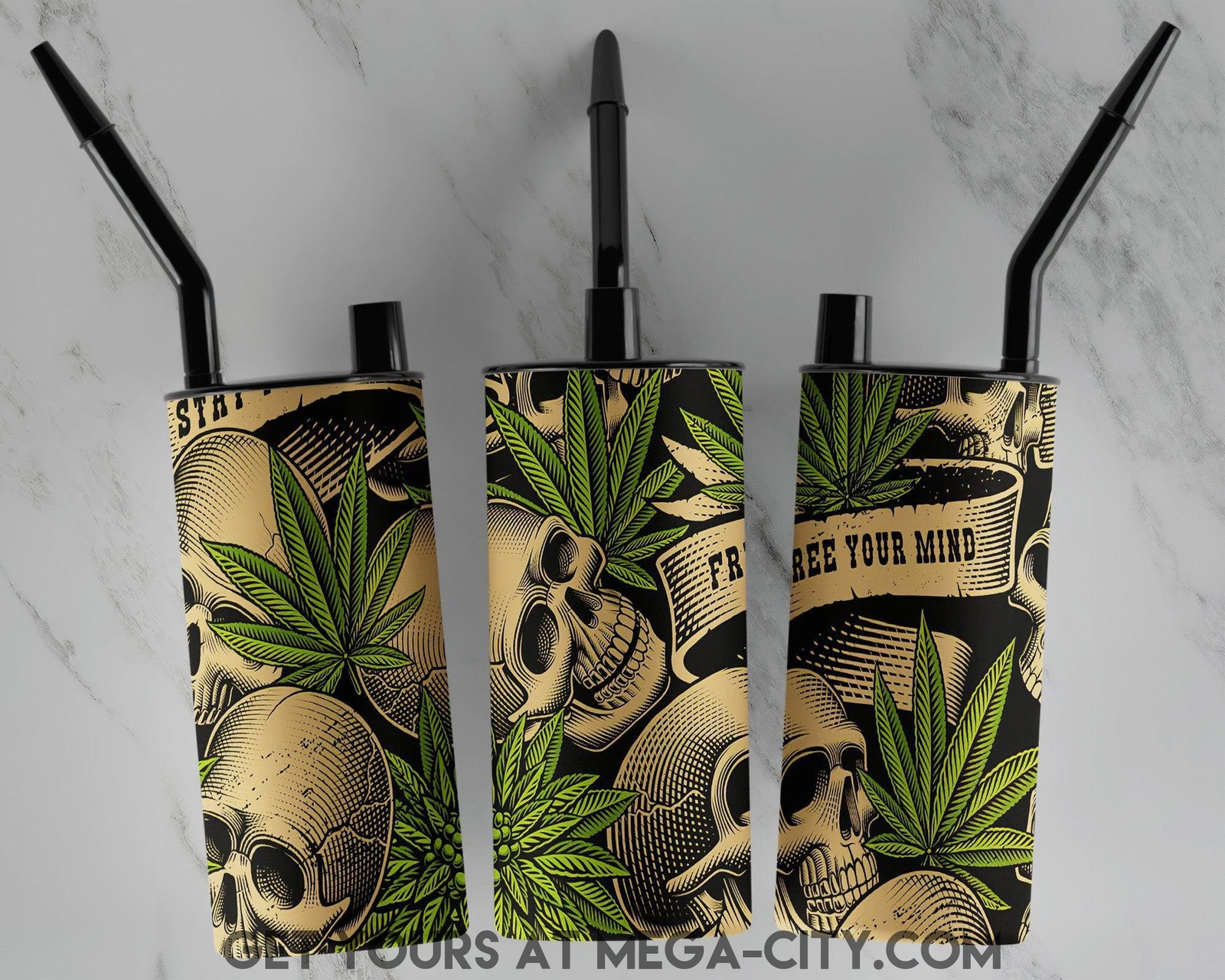 Free Your Mind Skull Design Tumbookah 15oz