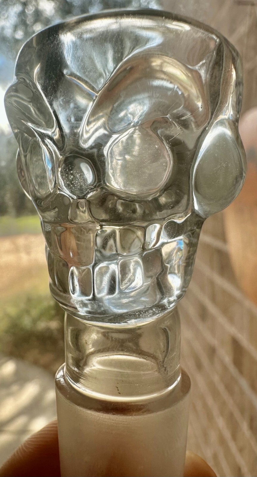 16in Heavy Thick Glass Bong Water Pipe Hookah Bongs with Skull catcher White