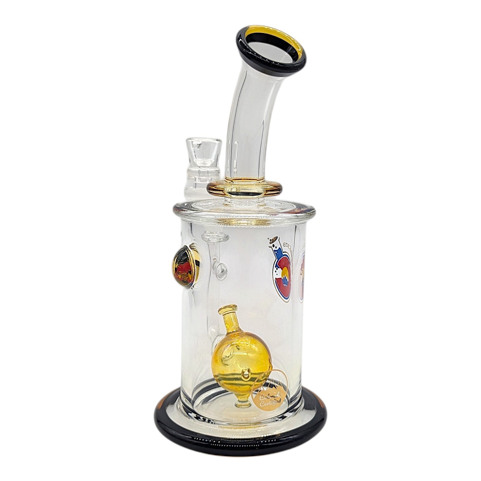 GlassLab303 Waterpipe Handmade Bong Glass Piece 7.5” Silver Fumed Sculpted