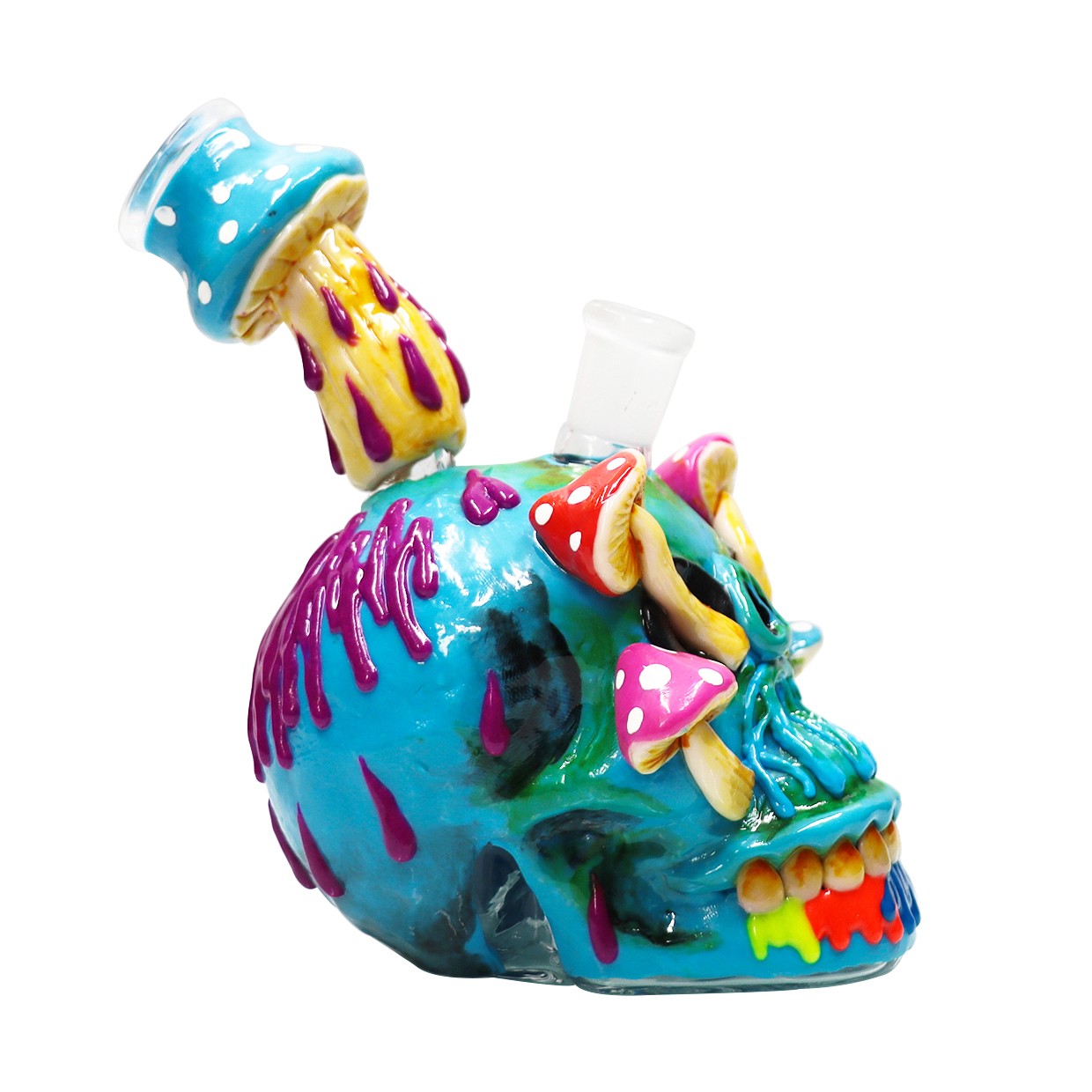 Halloween Skull 6in Glass Bong Water Pipes Smoking Perc Bongs Hookah w/14mm bowl