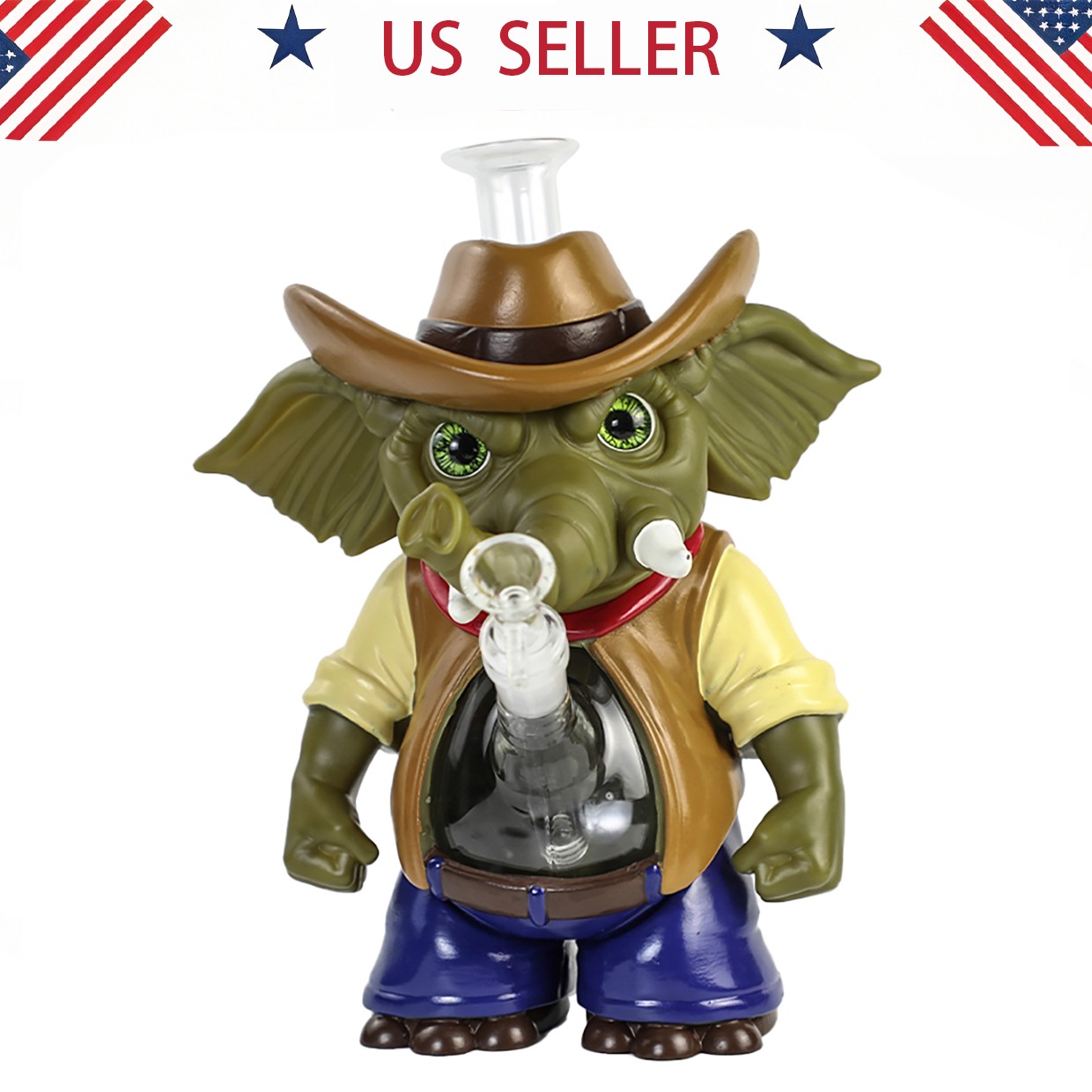 Hookah 10 » Cowboy Elephant Glass Bong Water Pipes Smoking Tobacco W/ 14mm bowls
