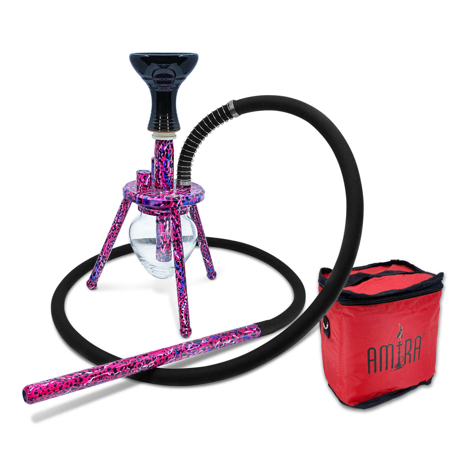 Mini Spider Amira Hookahs Purple Panther Hookah in Carrying Bag 12&Prime; Tall