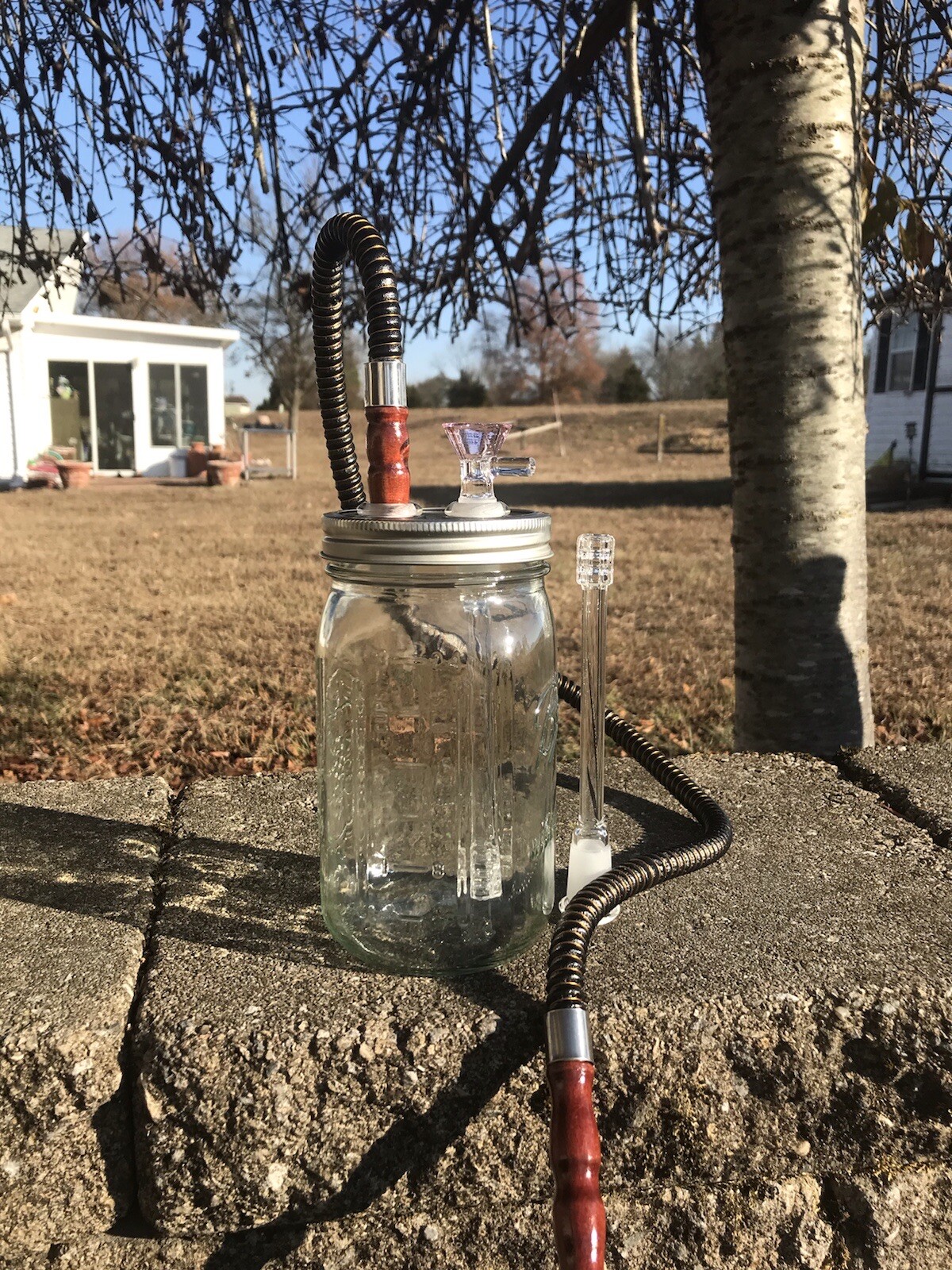 Matrix Downstem Mason Jar Hookah 32oz Quart 19/14mm Thick Bowl Bong Water Pipe