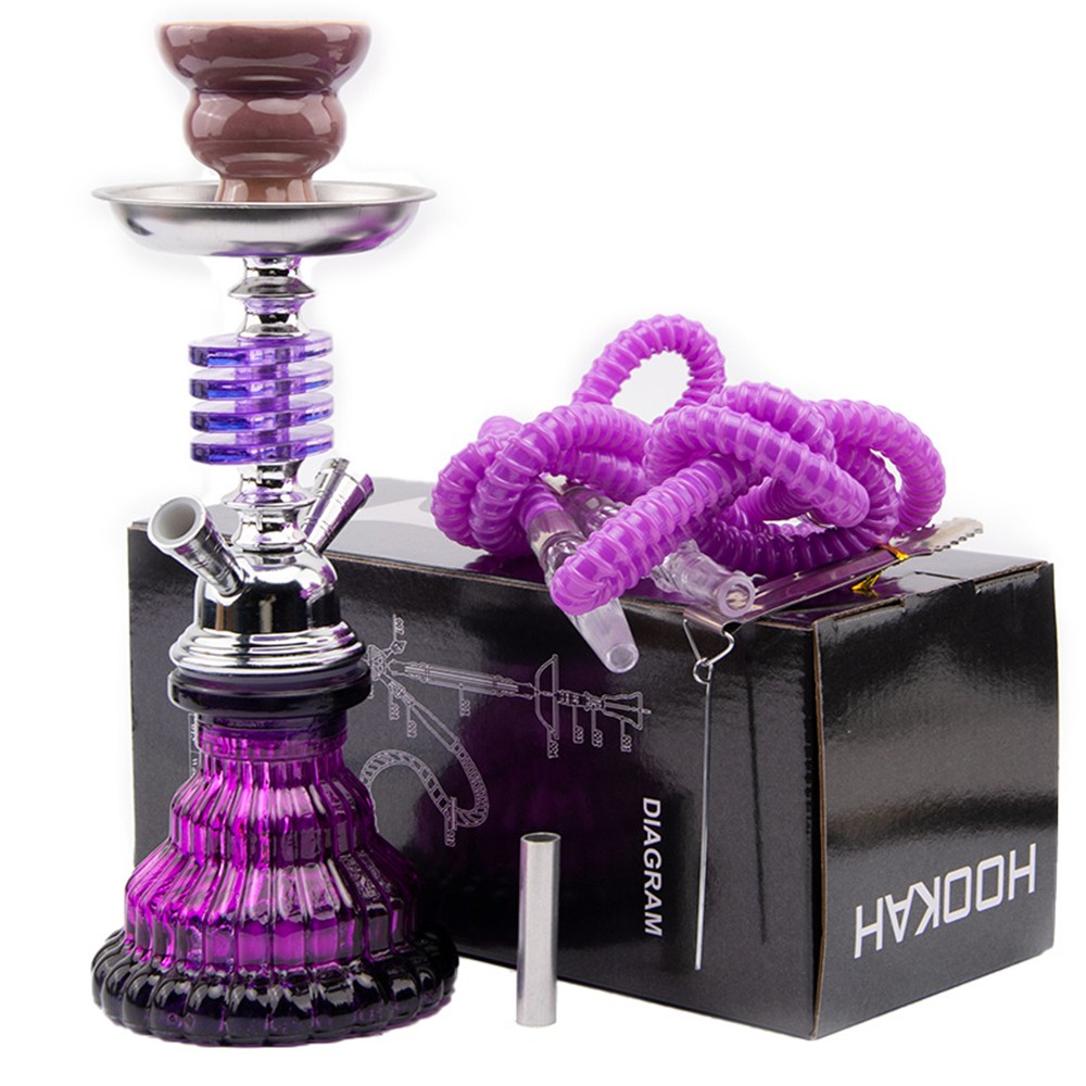4 Layer Glass Hookah Set Shisha Double Hose Portable Bowl Smoking Kit Gift…..