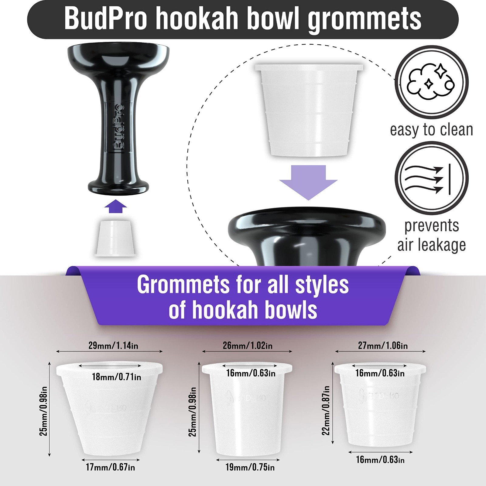 Silicone Rubber Hookah Grommets Set for Bowl, Stem, Base & Hose – Large Size