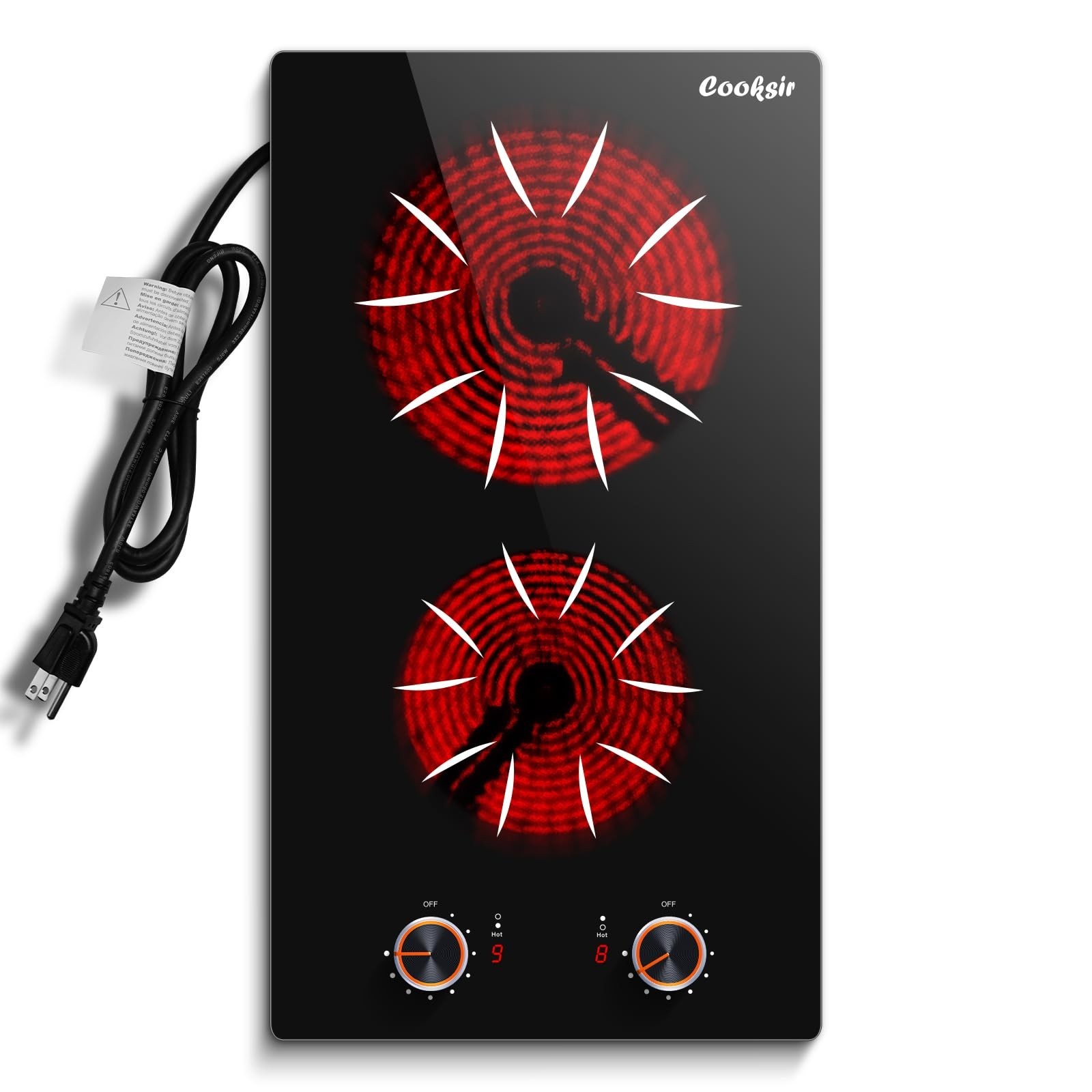 Electric Cooktop 2 Burner – 12 Inch 2000W Electric Stove Built-in & Counterto…