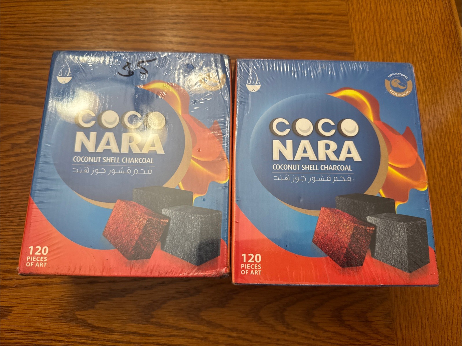 2 Coco Nara Flat Cube Coconut Shell Charcoal 100% Natural (120 Pieces) 240 Pcs