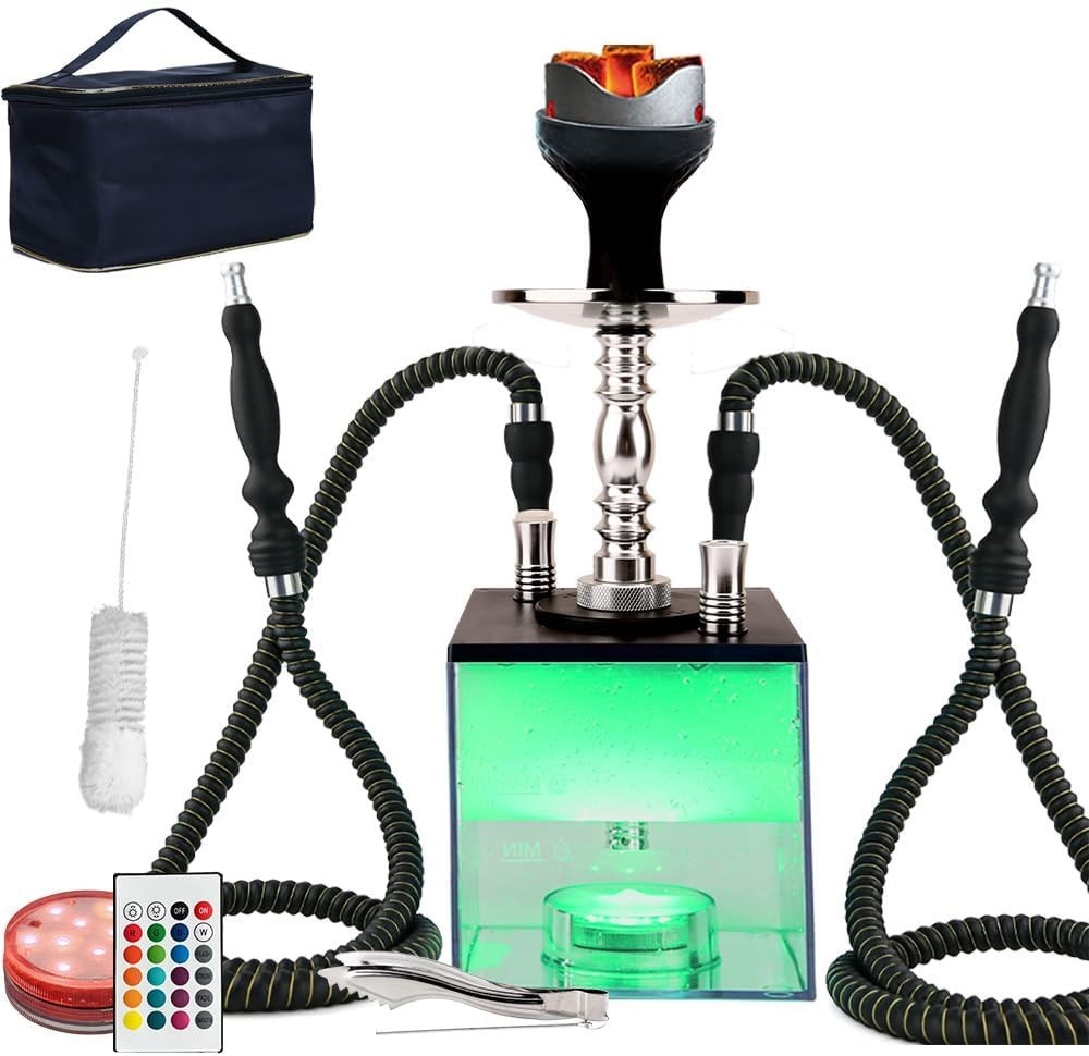Upgraded Large Opening Design 2 Hose Hookah Set with Travel Bag and Cleaning …