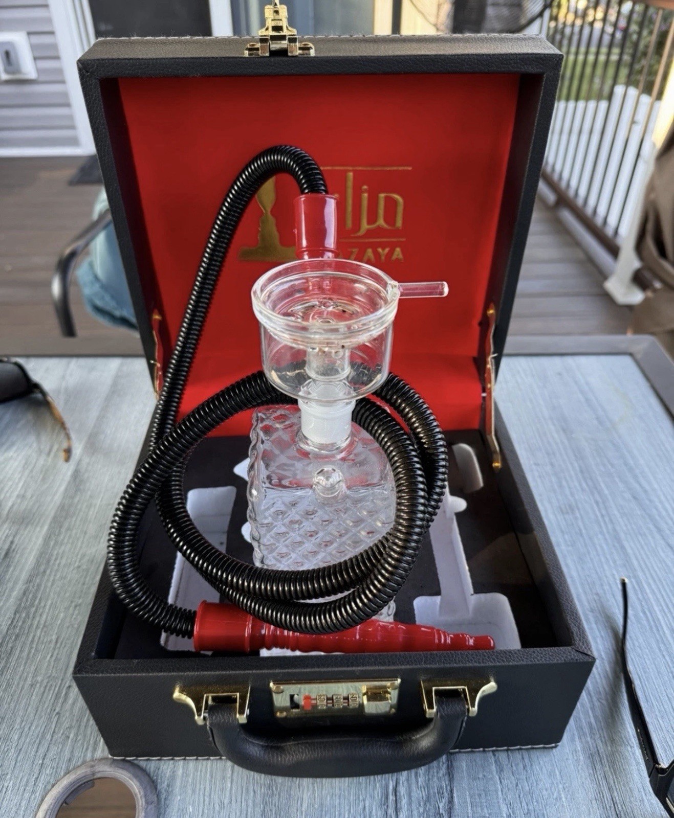 Zaya Glass Shisha Hookah Set with Hose, Glass Base, Carrying Case