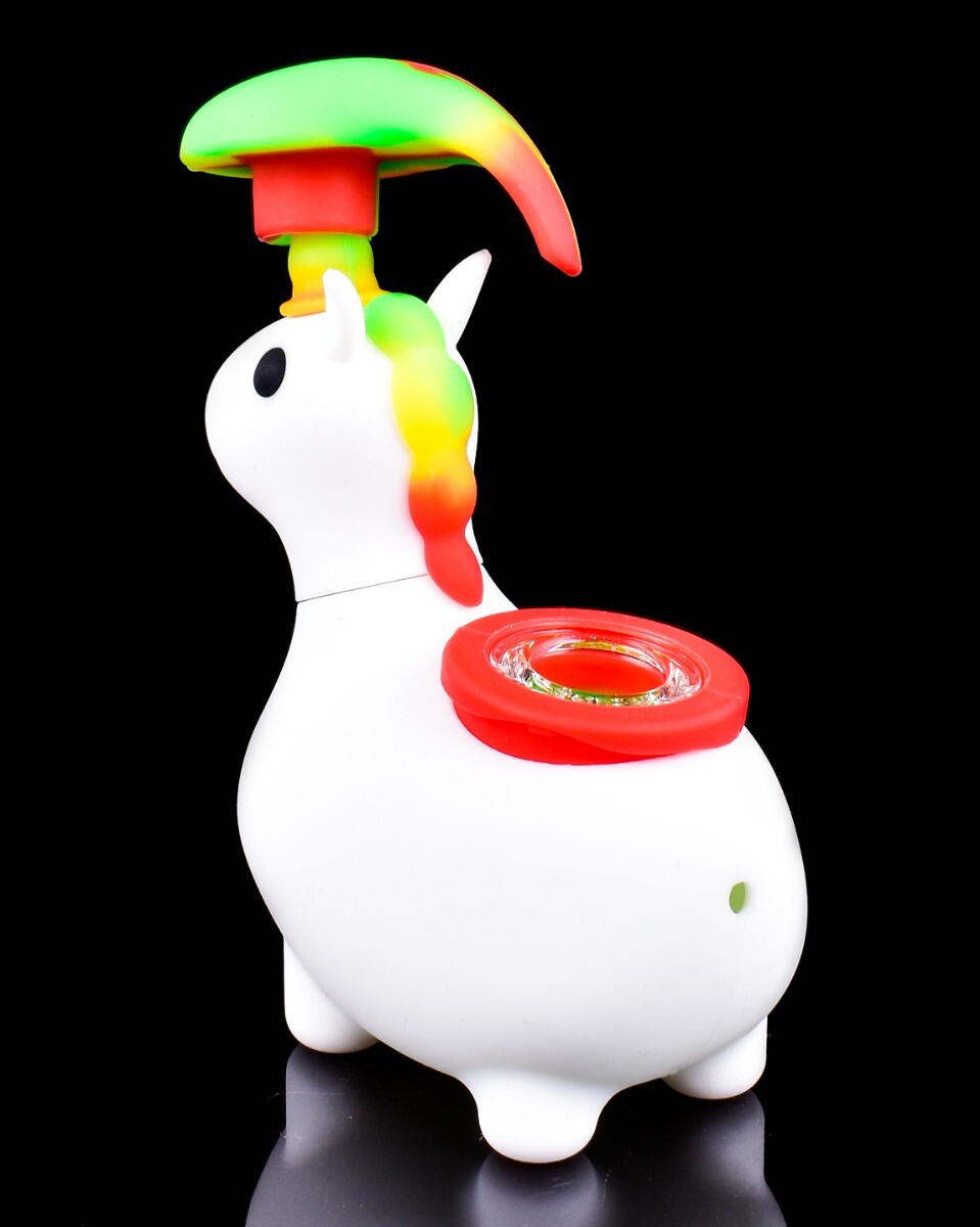 CUTE Bong MINI Glass Water Pipe Silicone Bong WHITE Bongs Girly Bong *USA*