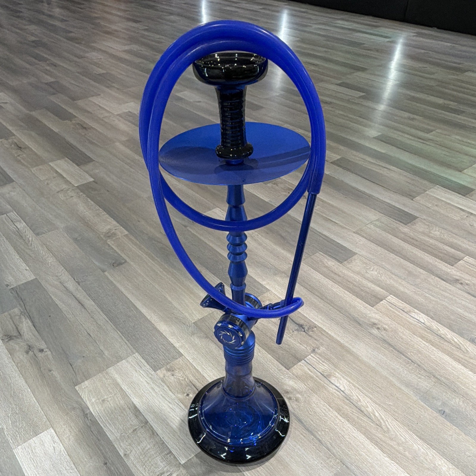 Blue Glass Hookah Water Pipe w/ Blue Hose & Black Bowl
