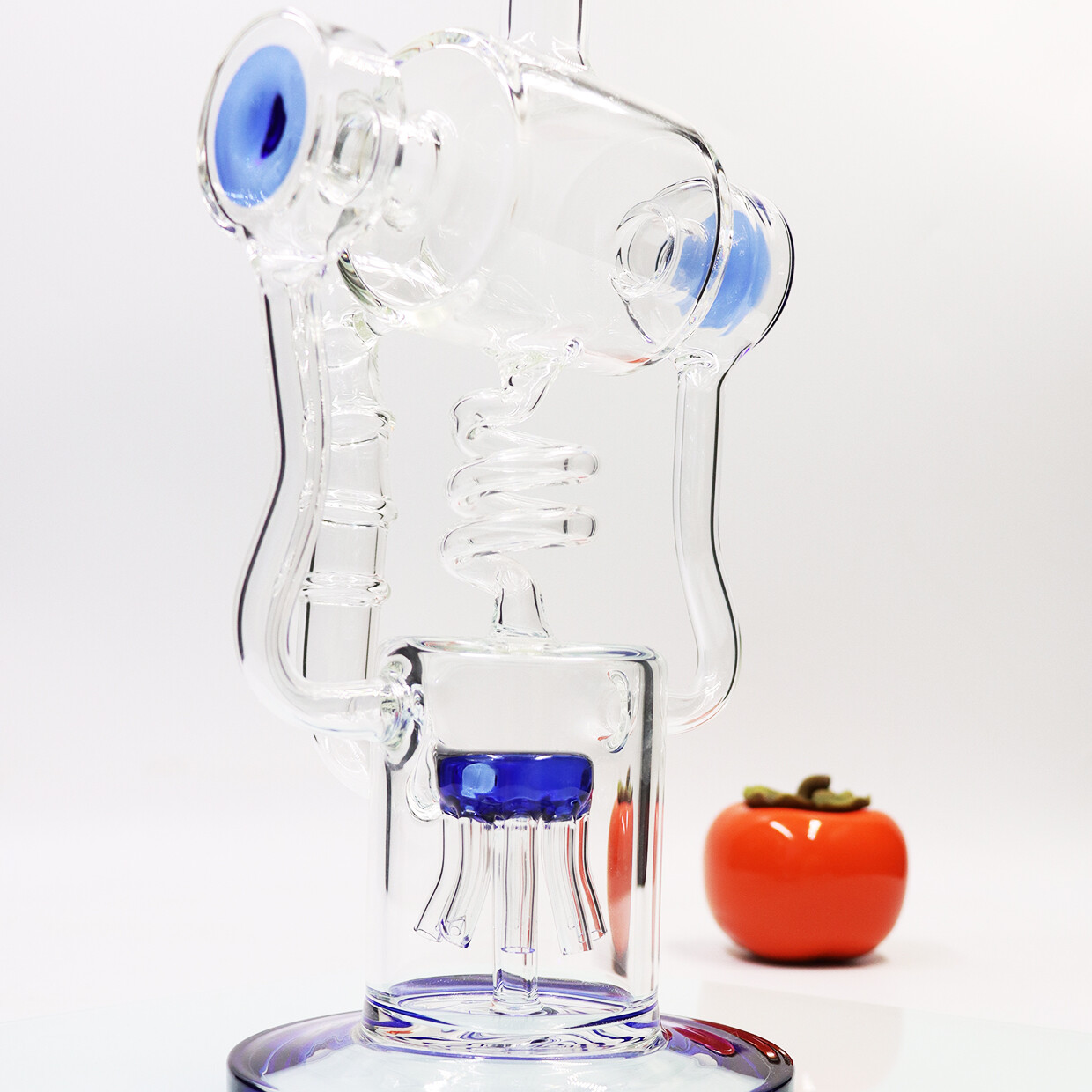 13inch Glass Waterpipe Bong Pipe Double Recycler Smoking Pipes Gray Color