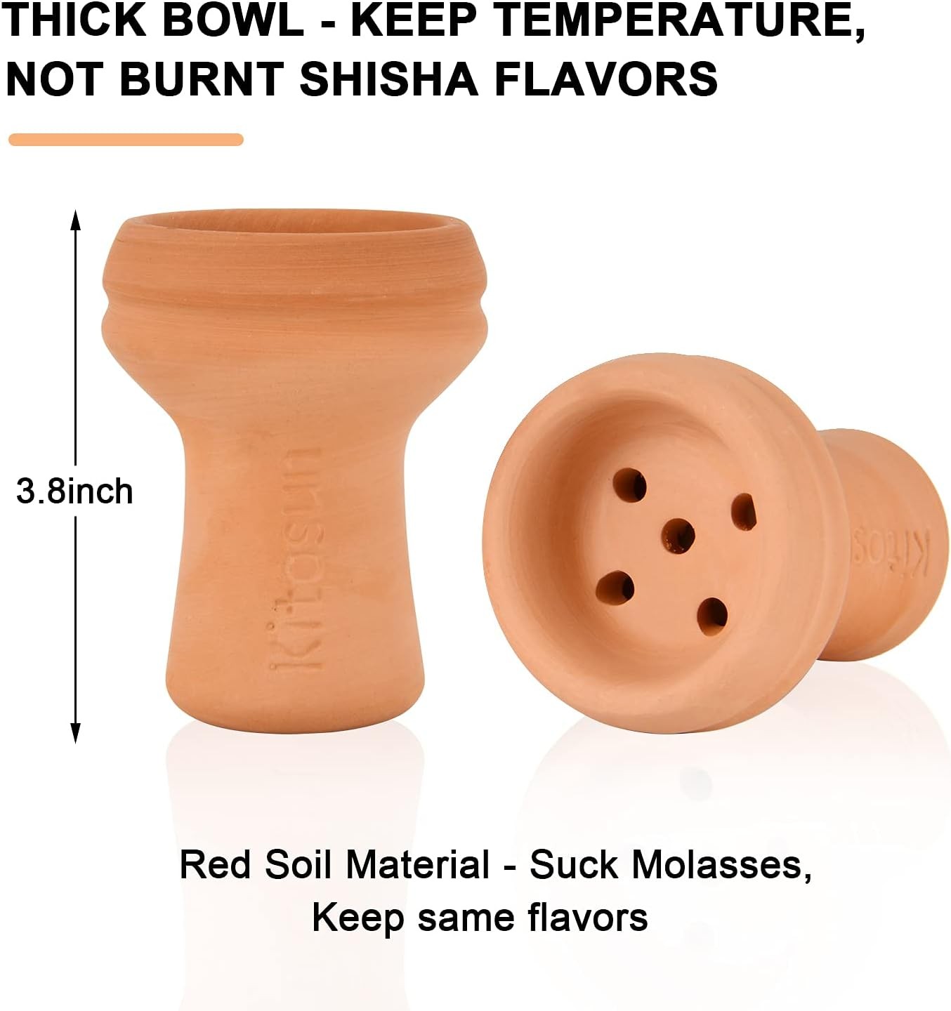 Kitosun Hookah Bowl Set Vortex Ceramic with 5 Holes Screen Nature