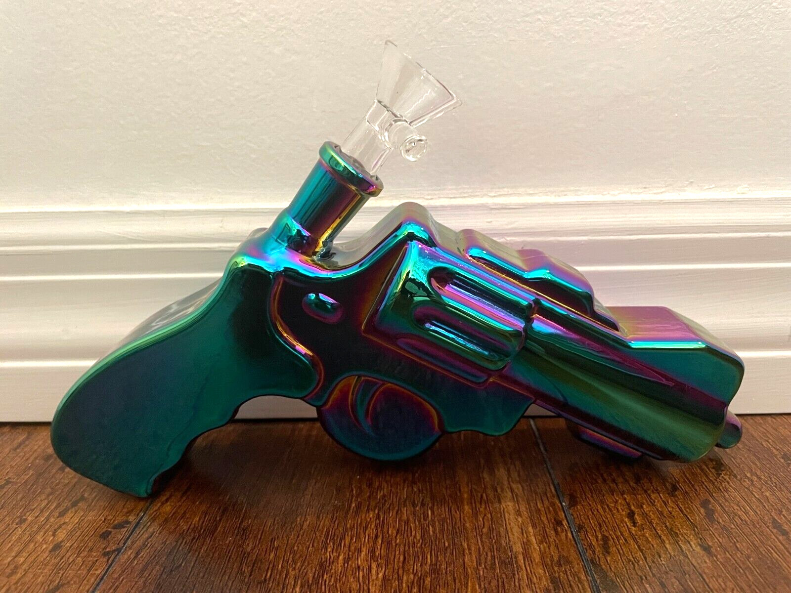 8.5” Metallic Glass Water Pipe Metal Rainbow Hand Gun 14mm
