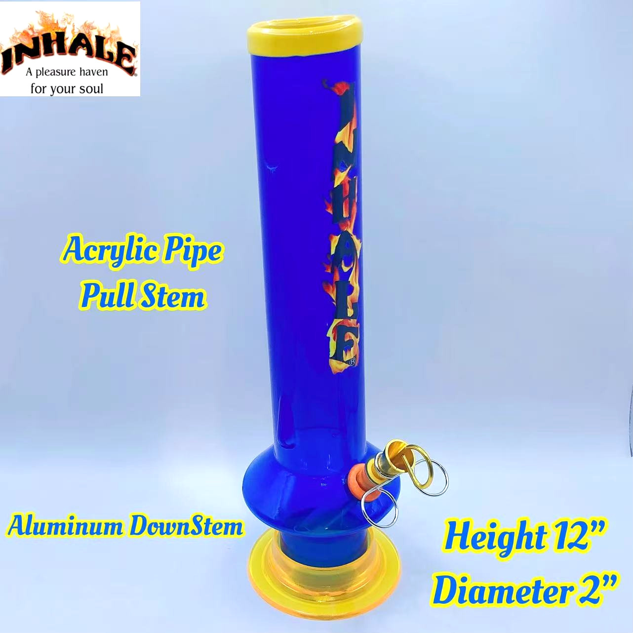 INHALE®️ 2×12&Prime; UFO ACRYLIC HOOKAH WATER PIPE PULL STEM & POKER MADE IN THE USA