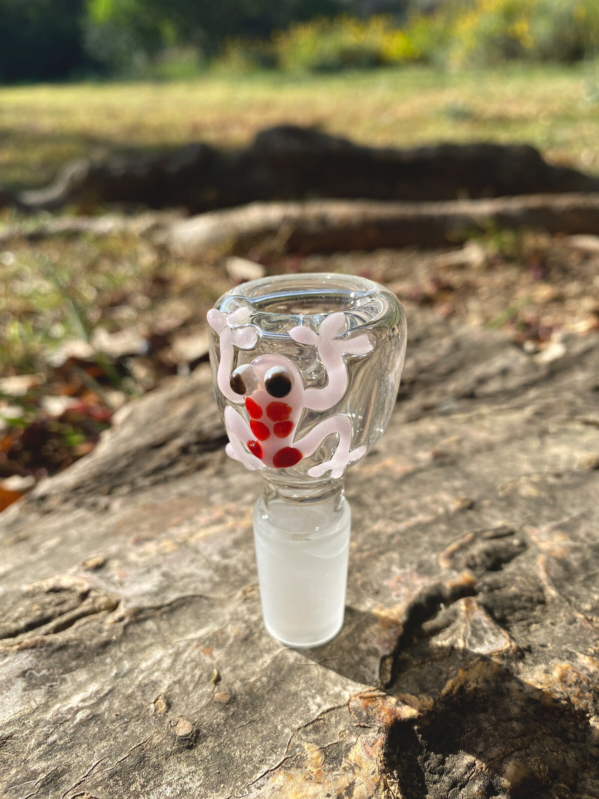 18mm Pink Frog Clear Glass Bowl Male Joint