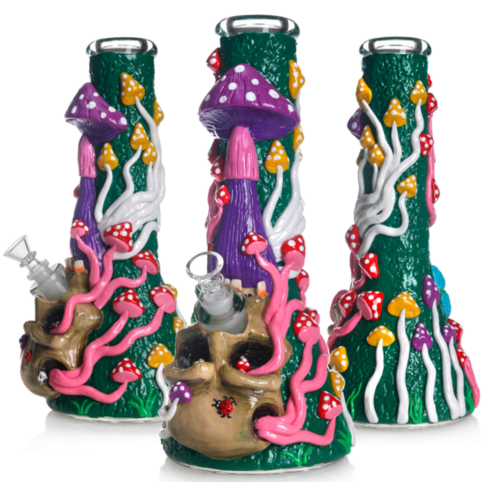 Mushroom Bong 3d Lady Bug Bong 13&Prime; Glow Glass Bong 3d Bong Monster Bong