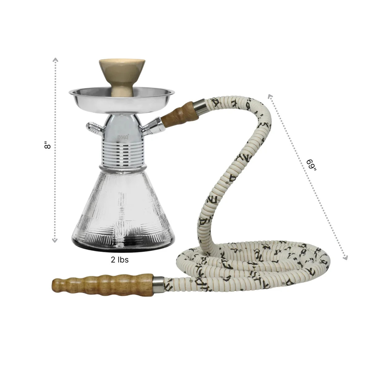 MYA PETITE HOOKAH 1 HOSE | 8” PETITE240 | CLEAR | FREE SHIPPING