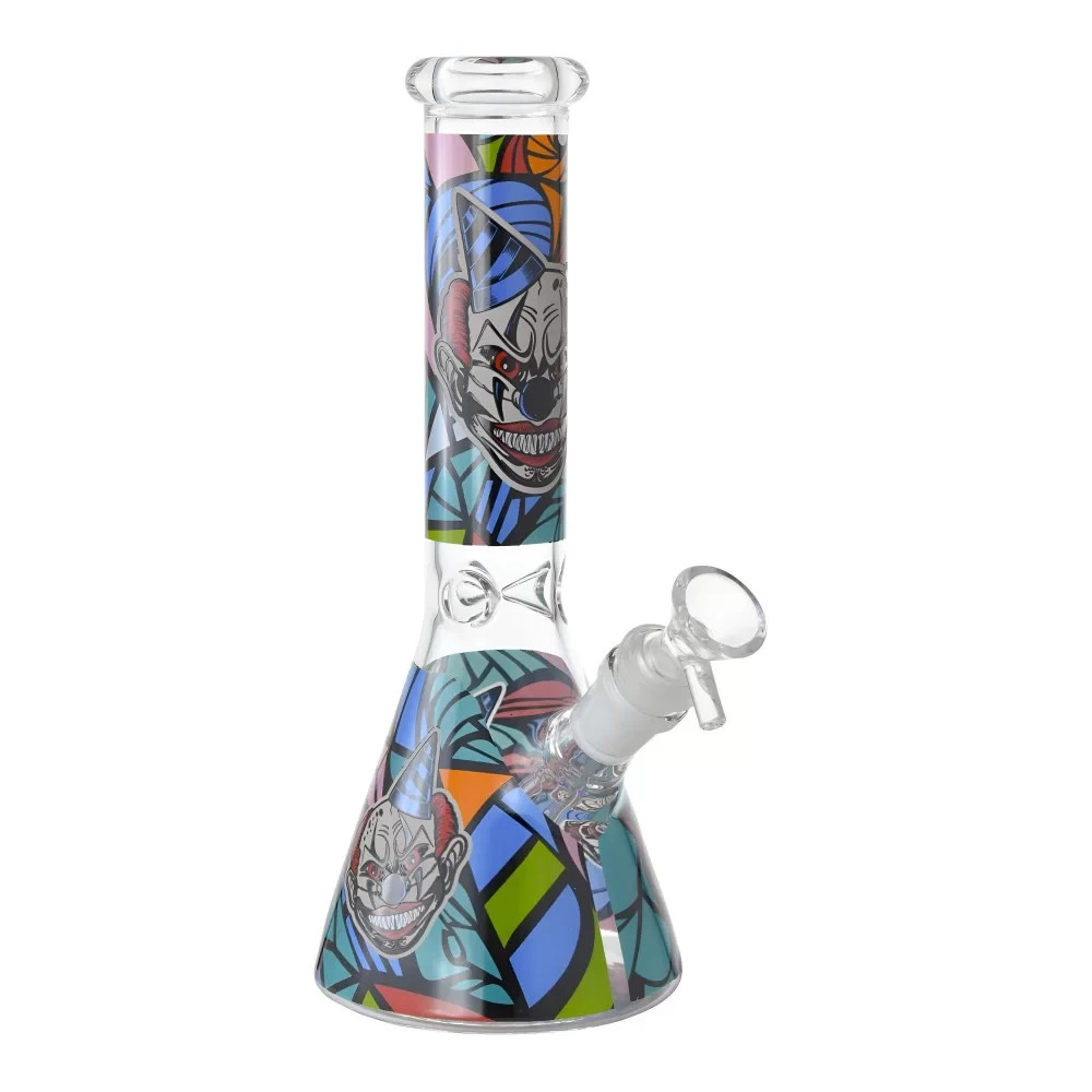 10 Inch Halloween Glow-in-the-Dark Decal Art Glass Beaker Water Pipe Bong *USA